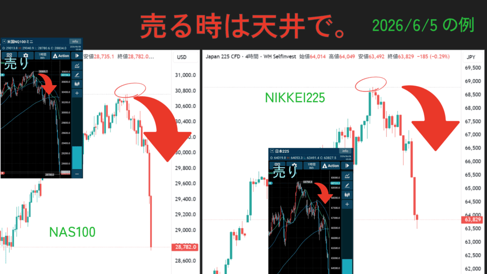 20260605日経平均とナスダックを売った画像