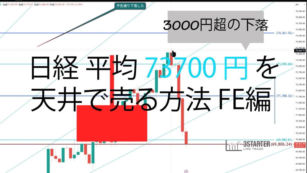 日経平均の73700を天井で売る方法 FE編